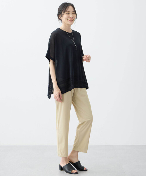 A/C DESIGN BY ALPHA CUBIC（エーシーデザインバイアルファキュービック）の「【接触冷感・洗濯可能】裾透かし編みサマーニットプルオーバー（ニット/セーター・レディース・オフホワイト/ブルー/ブラック・M/L）」の14枚目の写真