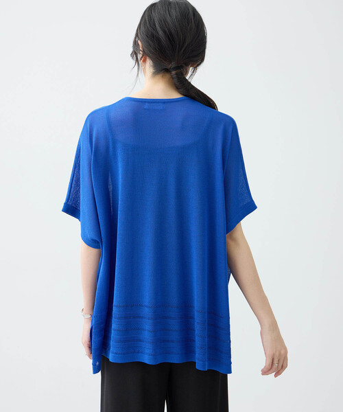 A/C DESIGN BY ALPHA CUBIC（エーシーデザインバイアルファキュービック）の「【接触冷感・洗濯可能】裾透かし編みサマーニットプルオーバー（ニット/セーター・レディース・オフホワイト/ブルー/ブラック・M/L）」の16枚目の写真