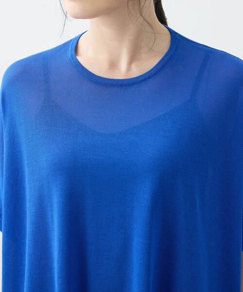 A/C DESIGN BY ALPHA CUBIC（エーシーデザインバイアルファキュービック）の「【接触冷感・洗濯可能】裾透かし編みサマーニットプルオーバー（ニット/セーター・レディース・オフホワイト/ブルー/ブラック・M/L）」の17枚目の写真