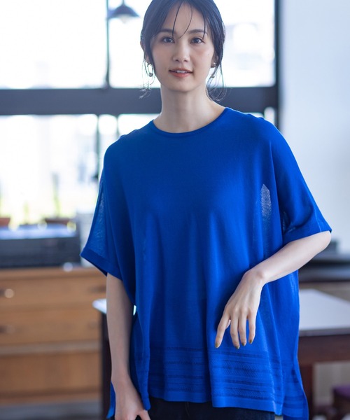 Resurrection 青クルーネックサマーセーター M スローン SLOANE 春夏 定番 ユニセックス メンズ レディース 14G