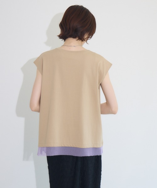 tシャツ doll up oops FRENCH HUSHプリント配色トップス レディース doll up oops FRENCH HUSHプリント配色トップス（Tシャツ