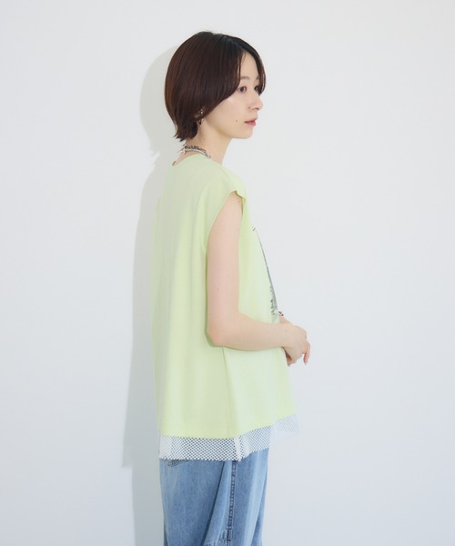 tシャツ doll up oops FRENCH HUSHプリント配色トップス レディース doll up oops FRENCH HUSHプリント配色トップス（Tシャツ