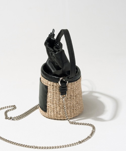 HAYNI(ヘイニ)の「POMTATA ポンタタ ポケット付きかごバッグ(かごバッグ・レディース・キャメル/ブラック系1/ブラック×ブラック・FREE)」の10枚目の写真