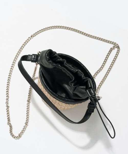 HAYNI(ヘイニ)の「POMTATA ポンタタ ポケット付きかごバッグ(かごバッグ・レディース・キャメル/ブラック系1/ブラック×ブラック・FREE)」の20枚目の写真