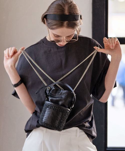 HAYNI(ヘイニ)の「POMTATA ポンタタ ポケット付きかごバッグ(かごバッグ・レディース・キャメル/ブラック系1/ブラック×ブラック・FREE)」の22枚目の写真