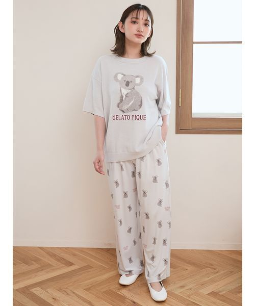 新品 ジェラートピケ コアラワンポイントTシャツ&コアラロングパンツ 上下セット gelato pique（ジェラートピケ）の「【接触冷感】コアラ柄ロング