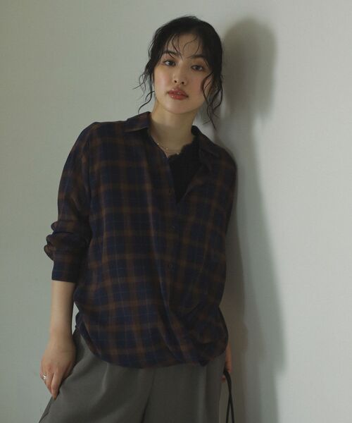 Green　Parks（グリーンパークス）の「カシュクールシアーシャツ（シャツ/ブラウス・レディース・アイボリー/ブラック/モカ/ネイビー・FREE）」の13枚目の写真