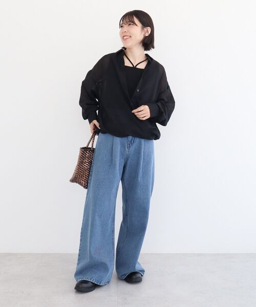 Green　Parks（グリーンパークス）の「カシュクールシアーシャツ（シャツ/ブラウス・レディース・アイボリー/ブラック/モカ/ネイビー・FREE）」の8枚目の写真