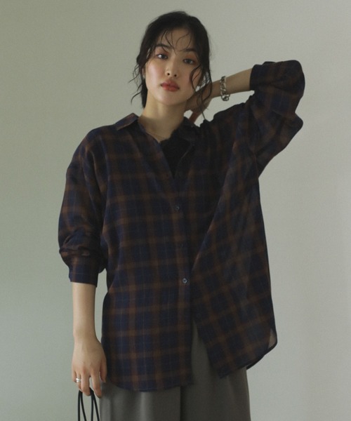 Green　Parks（グリーンパークス）の「カシュクールシアーシャツ（シャツ/ブラウス・レディース・アイボリー/ブラック/モカ/ネイビー・FREE）」の4枚目の写真