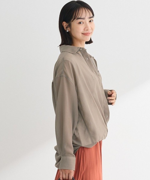 Green　Parks（グリーンパークス）の「カシュクールシアーシャツ（シャツ/ブラウス・レディース・アイボリー/ブラック/モカ/ネイビー・FREE）」の3枚目の写真