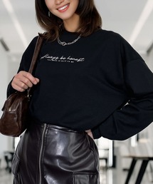 Candlestick（キャンドルスティック）の「ゆったり 着やすい ハート レターロゴ ベアー 刺繍 ロンT（Tシャツ/カットソー）」