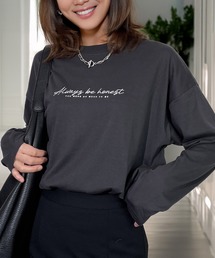 Candlestick（キャンドルスティック）の「ゆったり 着やすい ハート レターロゴ ベアー 刺繍 ロンT（Tシャツ/カットソー）」