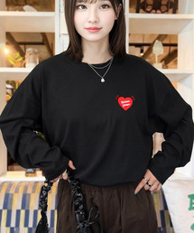 Candlestick（キャンドルスティック）の「ゆったり 着やすい ハート レターロゴ ベアー 刺繍（Tシャツ/カットソー）」