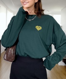 Candlestick（キャンドルスティック）の「ゆったり 着やすい ハート レターロゴ ベアー 刺繍 ロンT（Tシャツ/カットソー）」