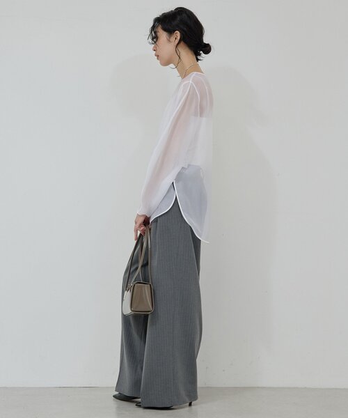 GALLARDAGALANTE（ガリャルダガランテ）の「シアーカーブスリーブブラウス（シャツ/ブラウス・レディース・オフホワイト/ブラウン・FREE）」の7枚目の写真