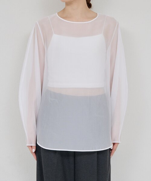 GALLARDAGALANTE（ガリャルダガランテ）の「シアーカーブスリーブブラウス（シャツ/ブラウス・レディース・オフホワイト/ブラウン・FREE）」の9枚目の写真