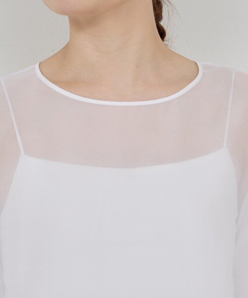 GALLARDAGALANTE（ガリャルダガランテ）の「シアーカーブスリーブブラウス（シャツ/ブラウス・レディース・オフホワイト/ブラウン・FREE）」の12枚目の写真