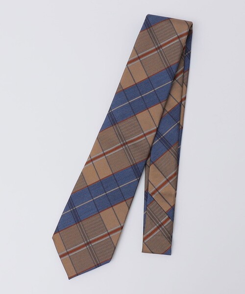 SHIPS（シップス）の「SHIPS: シルク デラヴェ チェック ネクタイ（ネクタイ・メンズ・ブラウン/ライム/ロイヤルブルー/ネイビー・3）」の4枚目の写真