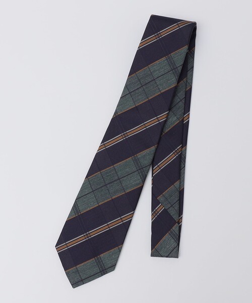 SHIPS（シップス）の「SHIPS: シルク デラヴェ チェック ネクタイ（ネクタイ・メンズ・ブラウン/ライム/ロイヤルブルー/ネイビー・3）」の2枚目の写真