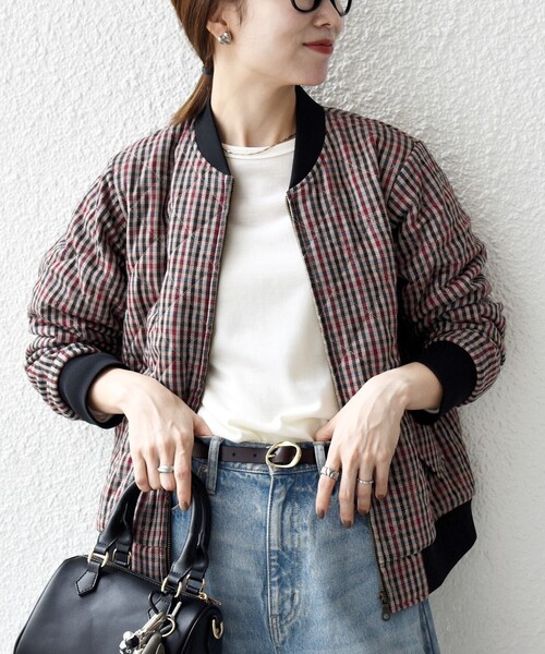 SHIPS any: キルティング チェック バーシティ ブルゾン（ブルゾン