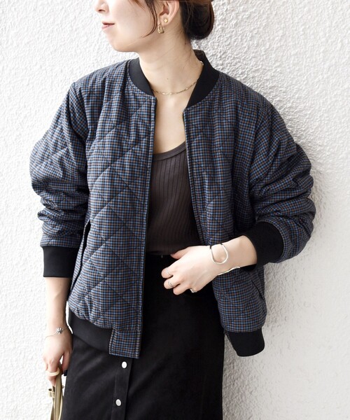SHIPS any: キルティング チェック バーシティ ブルゾン（ブルゾン