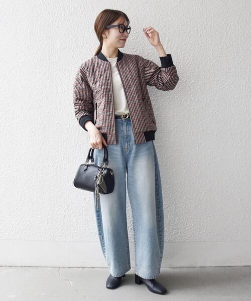 セール】SHIPS any: キルティング チェック バーシティ ブルゾン