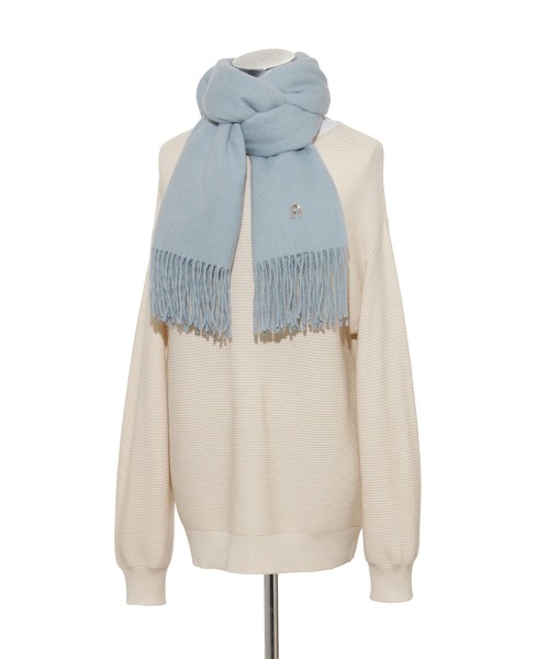 FURLA（フルラ）の「【WEB限定】マフラー 無地 FURLA アーチロゴ（マフラー・レディース・オフホワイト/グレー/ライトブルー/ブラック・FREE）」の8枚目の写真