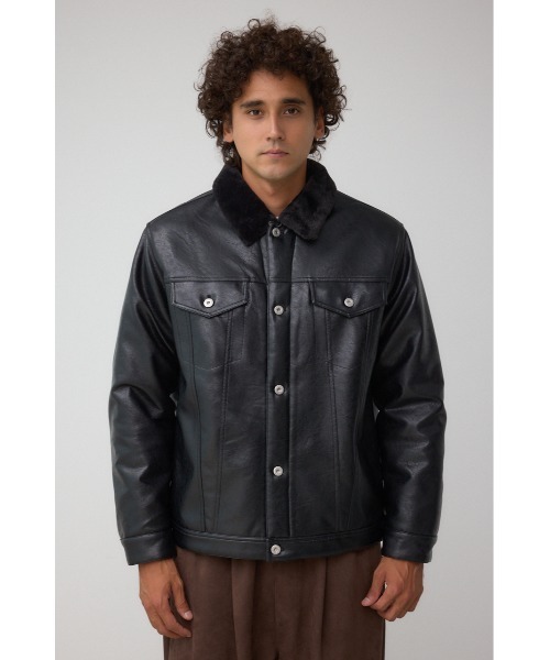 AZUL by moussy(アズールバイマウジー)の「ボアライニング合皮ブルゾン(ブルゾン・メンズ・ブラウン/ブラック・MEDIUM/LARGE)」の6枚目の写真