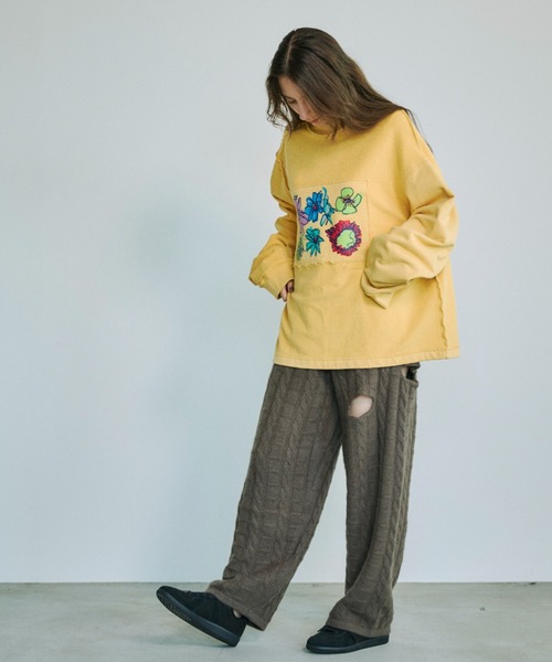 OPULENCE（オーピュレンス）の「カットアウトニットパンツ（その他パンツ・レディース・ブラック/ブラウン・FREE）」の3枚目の写真