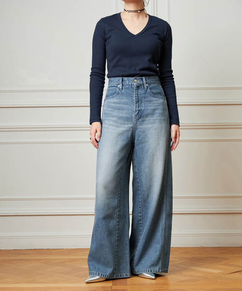 IENA LA BOUCLE（イエナラブークル）の「《追加》IENA LA BOUCLE ソフトデニムシルエットパンツ2（デニムパンツ・レディース・ブルー系その他/ブラック系その他・34/36/38/40）」の5枚目の写真