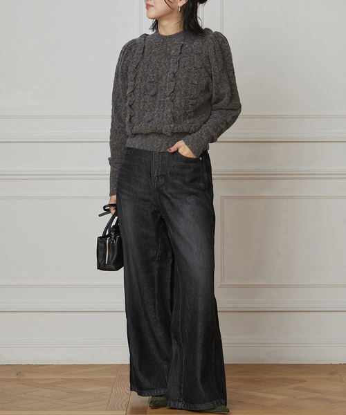 IENA LA BOUCLE（イエナラブークル）の「《追加》IENA LA BOUCLE ソフトデニムシルエットパンツ2（デニムパンツ・レディース・ブルー系その他/ブラック系その他・34/36/38/40）」の12枚目の写真