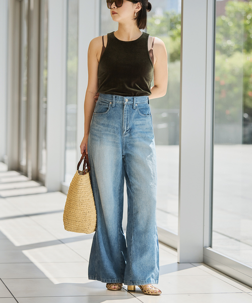 IENA LA BOUCLE（イエナラブークル）の「《追加》IENA LA BOUCLE ソフトデニムシルエットパンツ2（デニムパンツ・レディース・ブルー系その他/ブラック系その他・34/36/38/40）」の6枚目の写真