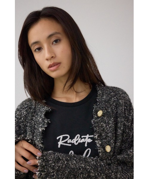 AZUL by moussy（アズールバイマウジー）の「ツイードライクニットカーディガン（カーディガン/ボレロ・レディース・ブラック系その他/ブラウン系その他/グリーン系その他・SMALL/MEDIUM）」の4枚目の写真