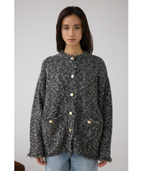 【美品✨】アドーア　ツイードライクニットカーディガン AZUL BY MOUSSY | ツイードライクニットカーディガン (カーディガン