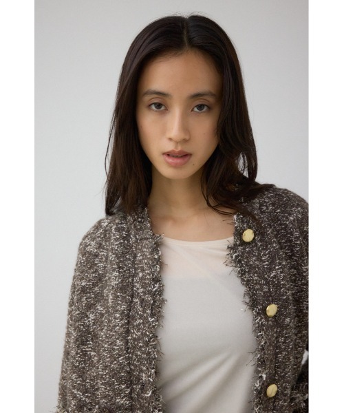 AZUL by moussy（アズールバイマウジー）の「ツイードライクニットカーディガン（カーディガン/ボレロ・レディース・ブラック系その他/ブラウン系その他/グリーン系その他・SMALL/MEDIUM）」の17枚目の写真