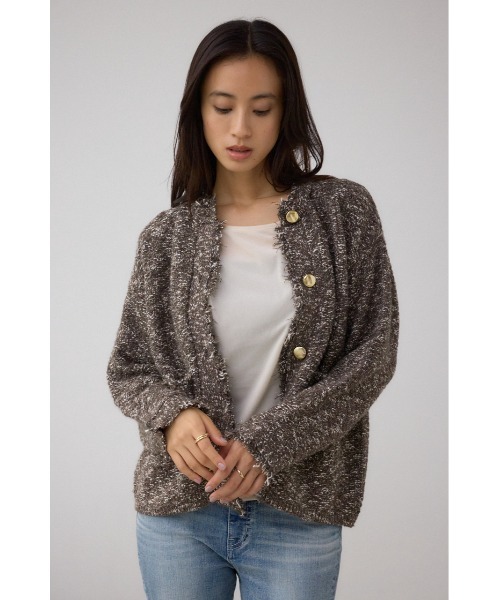AZUL by moussy（アズールバイマウジー）の「ツイードライクニットカーディガン（カーディガン/ボレロ・レディース・ブラック系その他/ブラウン系その他/グリーン系その他・SMALL/MEDIUM）」の18枚目の写真