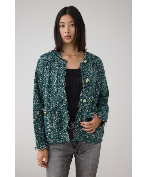 【美品✨】アドーア　ツイードライクニットカーディガン AZUL BY MOUSSY | ツイードライクニットカーディガン (カーディガン