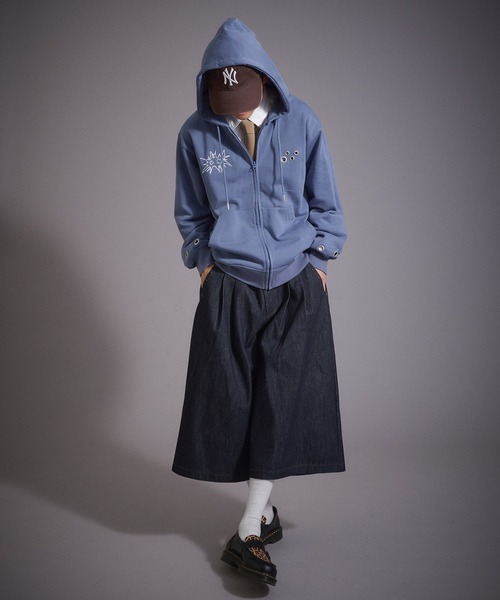 セール】ハトメデザイン裏毛ジップパーカー（パーカー）｜Perushu