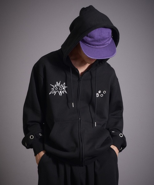 セール】ハトメデザイン裏毛ジップパーカー（パーカー）｜Perushu