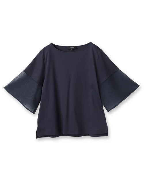 UNTITLED（アンタイトル）の「【洗える/五分袖】シアースリーブ プルオーバー（Tシャツ/カットソー・レディース・オフホワイト/ネイビー/ブラック・04/02/00/50/48/44）」の4枚目の写真