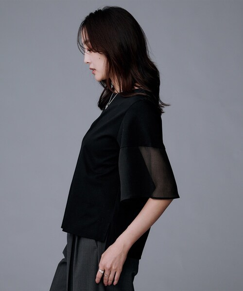 UNTITLED（アンタイトル）の「【洗える/五分袖】シアースリーブ プルオーバー（Tシャツ/カットソー・レディース・オフホワイト/ネイビー/ブラック・04/02/00/50/48/44）」の10枚目の写真