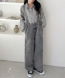 A.D.C.L.（エーディーシーエル）の「フィッシャーマンデザイン ワイドデニムパンツ（サロペット/オーバーオール）」