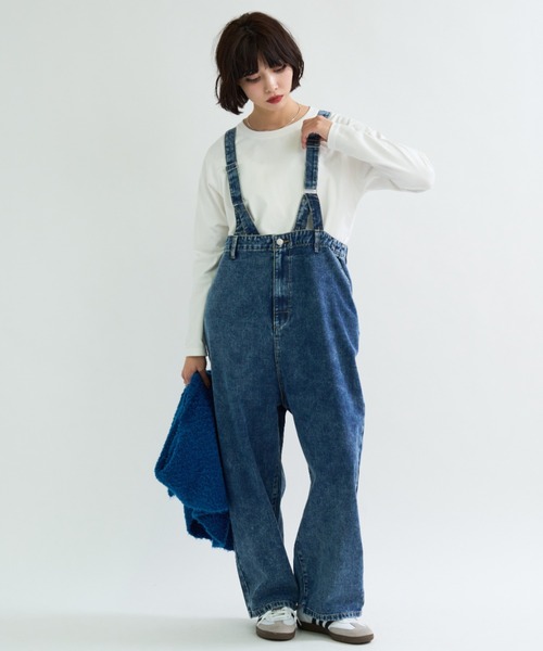 A.D.C.L.（エーディーシーエル）の「フィッシャーマンデザイン ワイドデニムパンツ（サロペット/オーバーオール・レディース・ブラック/ブルー/サックスブルー・M/L）」の14枚目の写真