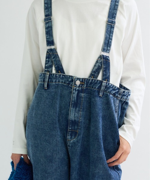 A.D.C.L.（エーディーシーエル）の「フィッシャーマンデザイン ワイドデニムパンツ（サロペット/オーバーオール・レディース・ブラック/ブルー/サックスブルー・M/L）」の5枚目の写真