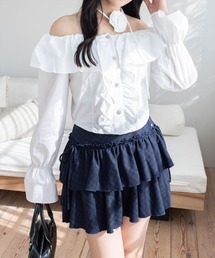 STAY MOTION | 【WEB限定】バラモチーフチョーカー付きフリルオフショル長袖ブラウス［韓国ファッション ガーリー］≪AW新作≫(シャツ/ブラウス)