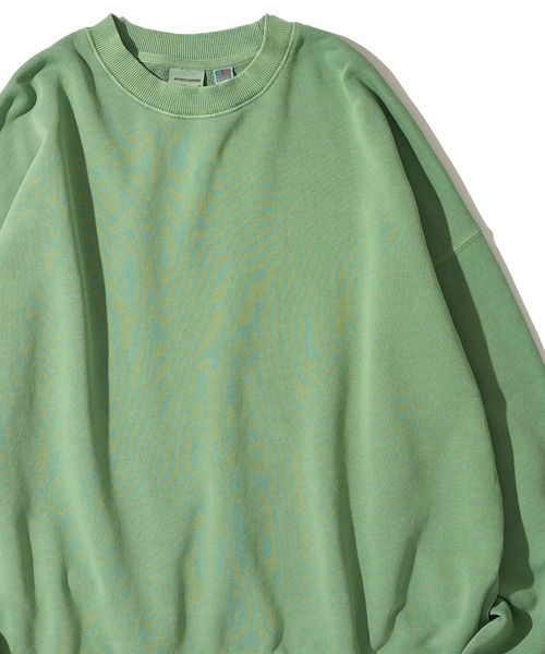 Goodwear（グッドウェア）の「【Goodwear/グッドウェア】USAコットン裏毛 製品染め ビッグシルエット スウェットプルオーバー（スウェット・メンズ・グリーン/スモークピンク/チャコールグレー/イエロー/ダークブルー・MEDIUM/SMALL/LARGE）」の3枚目の写真