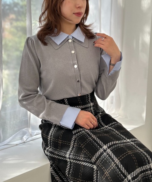 31 Sons de mode（トランテアン　ソン　ドゥ　モード）の「レイヤード衿付きニット（ニット/セーター・レディース・グレー/ブラウン/ベージュ・ﾌﾘ-）」の21枚目の写真