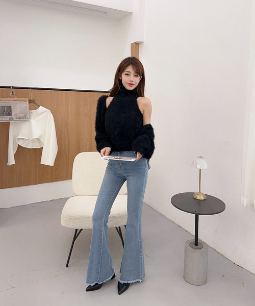 Jasmine Grandiflorum(ジャスミングランディフローラム)の「【Jasmine】バックリボンベルボトムデニムパンツ(デニムパンツ・レディース・ライトブルー/ホワイト/ブルー/ネイビー・SMALL/MEDIUM/LARGE)」の13枚目の写真