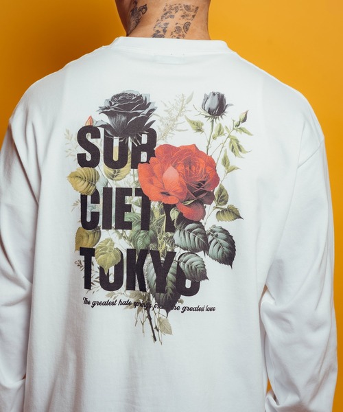 Subciety（サブサエティ）の「Flower L/S tee（Tシャツ/カットソー・メンズ・ホワイト/ブラック・MEDIUM/X-LARGE/XX-LARGE/LARGE/SMALL）」の2枚目の写真