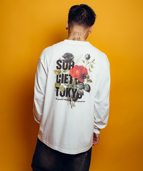 Subciety（サブサエティ）の「Flower L/S tee（Tシャツ/カットソー・メンズ・ホワイト/ブラック・MEDIUM/X-LARGE/XX-LARGE/LARGE/SMALL）」の5枚目の写真